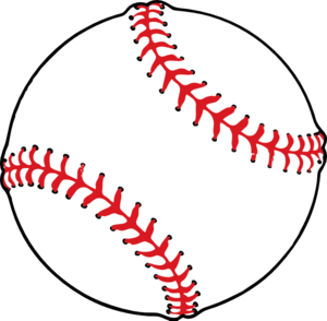 White baseball with red stitches