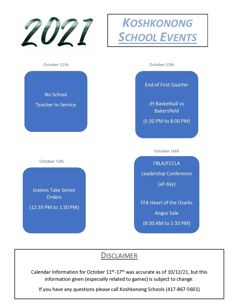 Word Art "2021" with Oct. 11-17 Weekly Calendar in blue and white.