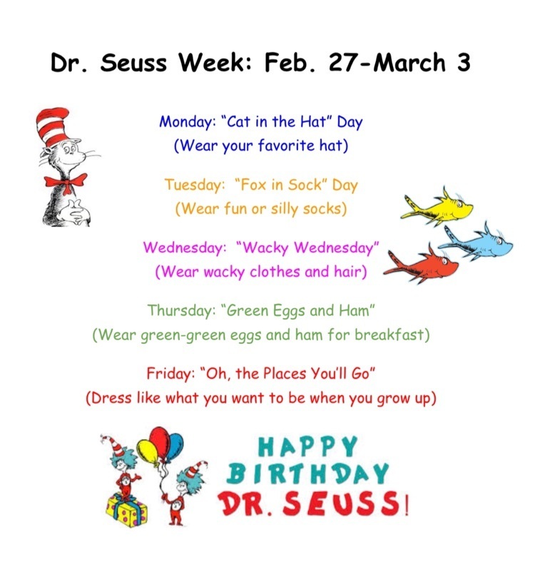 Dr Seuss Week Feb 27-Mar 3