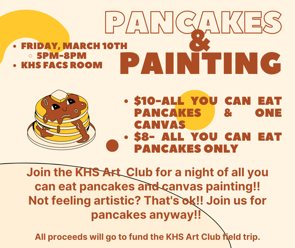 Pancakes & Painting Night, Friday, March 10, 5pm-8pm